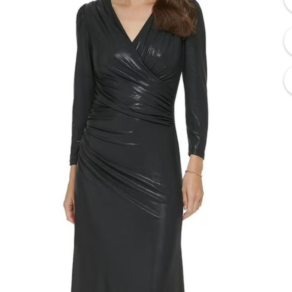 DKNY Shimmering Black Long Sleeve Dress